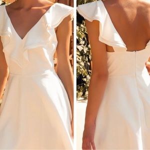 NWT Lulu’s Divine Darling White Ruffled Skater Dress in White size medium